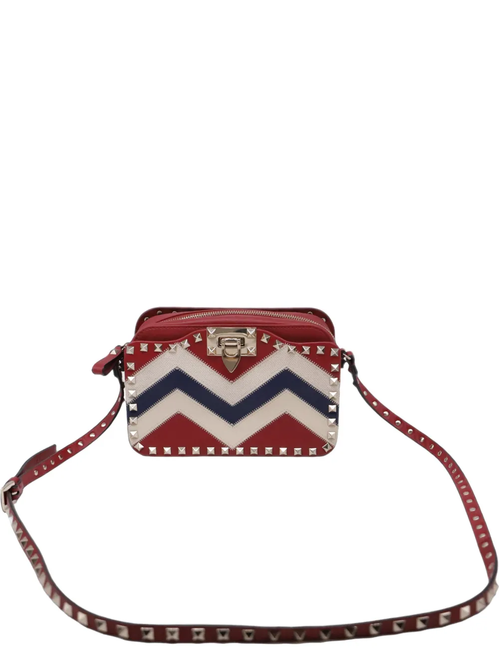Valentino Garavani Pre-Owned Rockstud Chevron crossbody bag - Red
