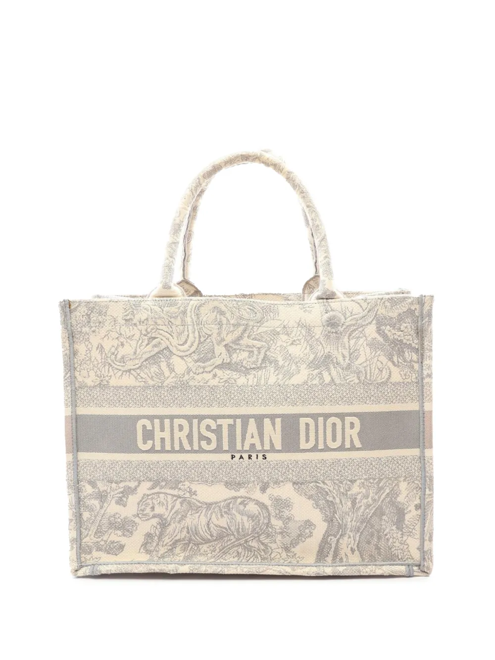 Christian Dior Pre-Owned 2015-2026 Medium Toile de Jouy Reverse Embroidered Canvas Book tote bag - Grau