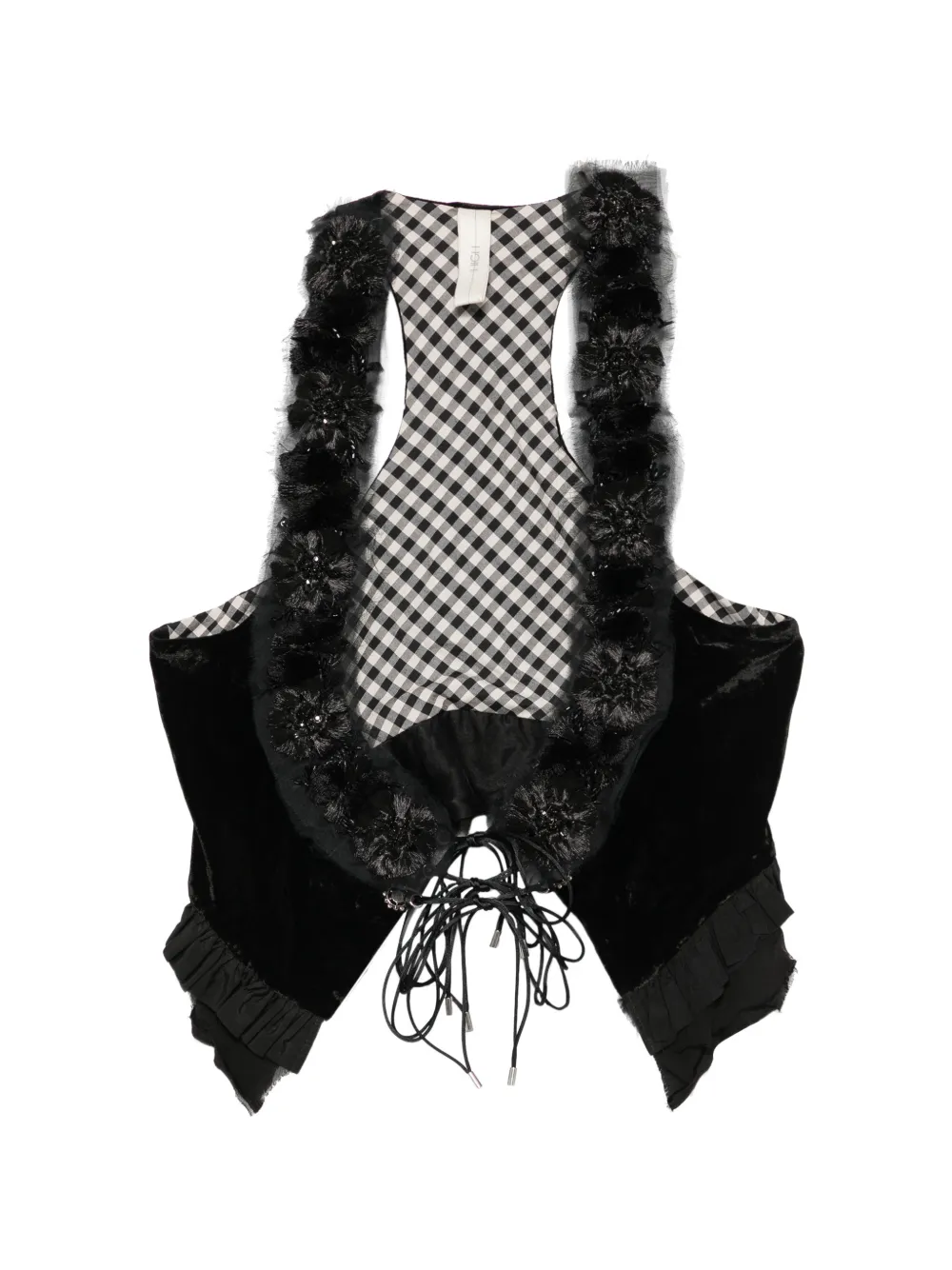 High Lola ruffled velvet vest - Nero