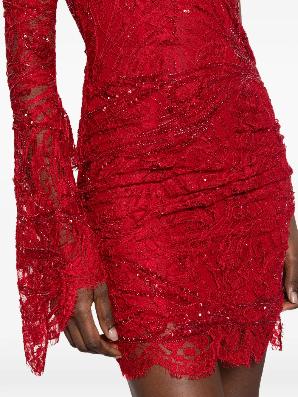 PUCCI asymmetric sequin-embellished mini dress Rood