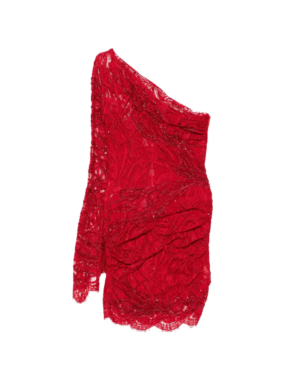 PUCCI asymmetric sequin-embellished mini dress Rood