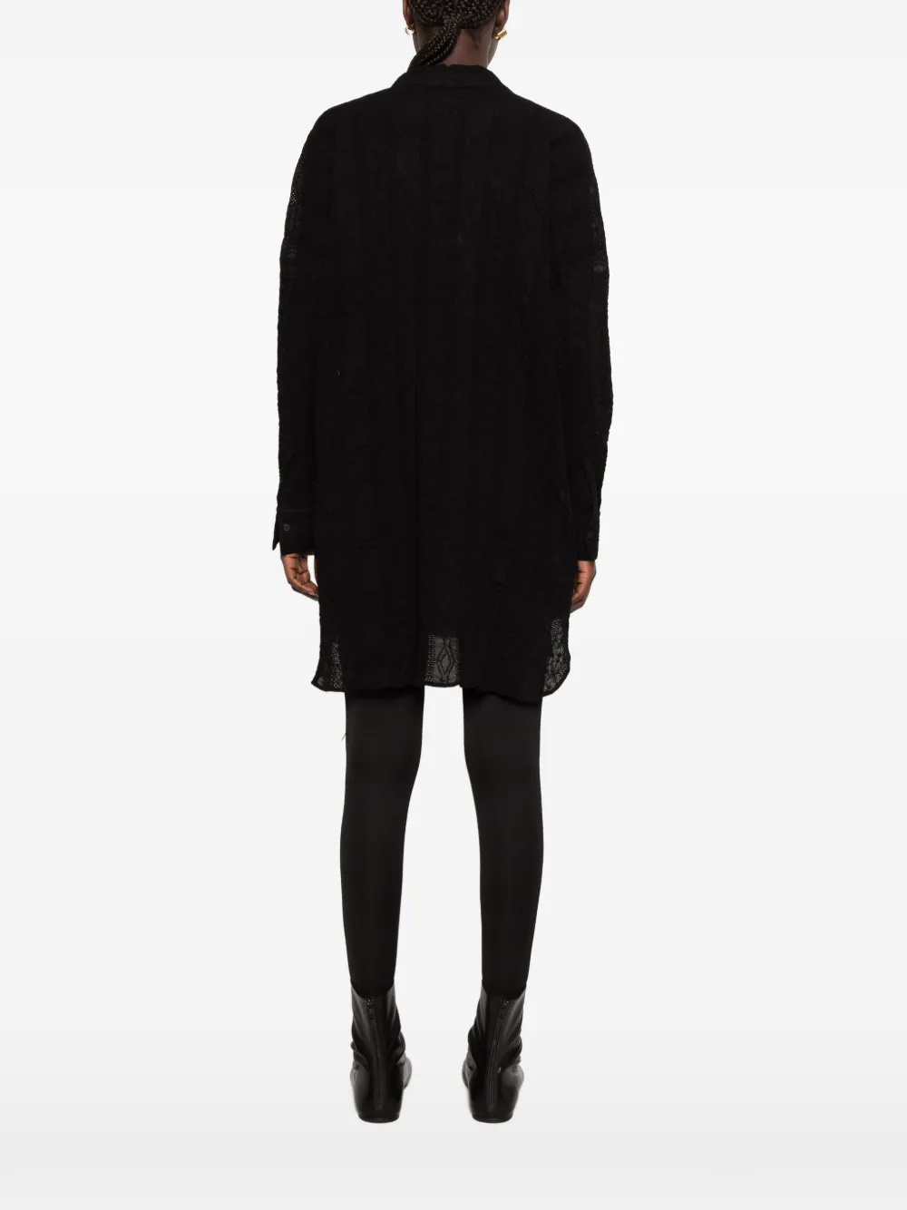 Yohji Yamamoto embroidered layered-detail shirt Zwart