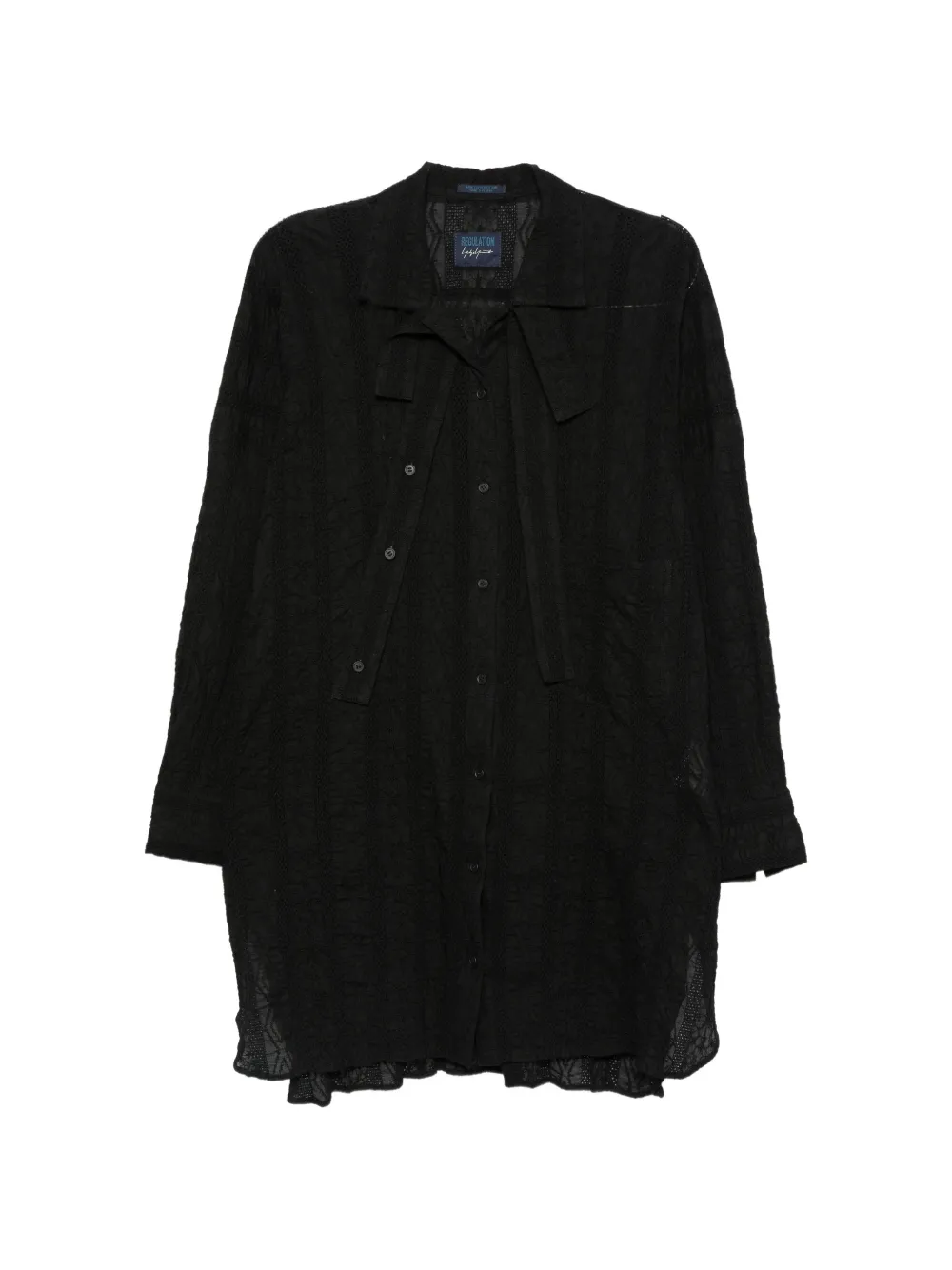 Yohji Yamamoto embroidered layered-detail shirt Zwart
