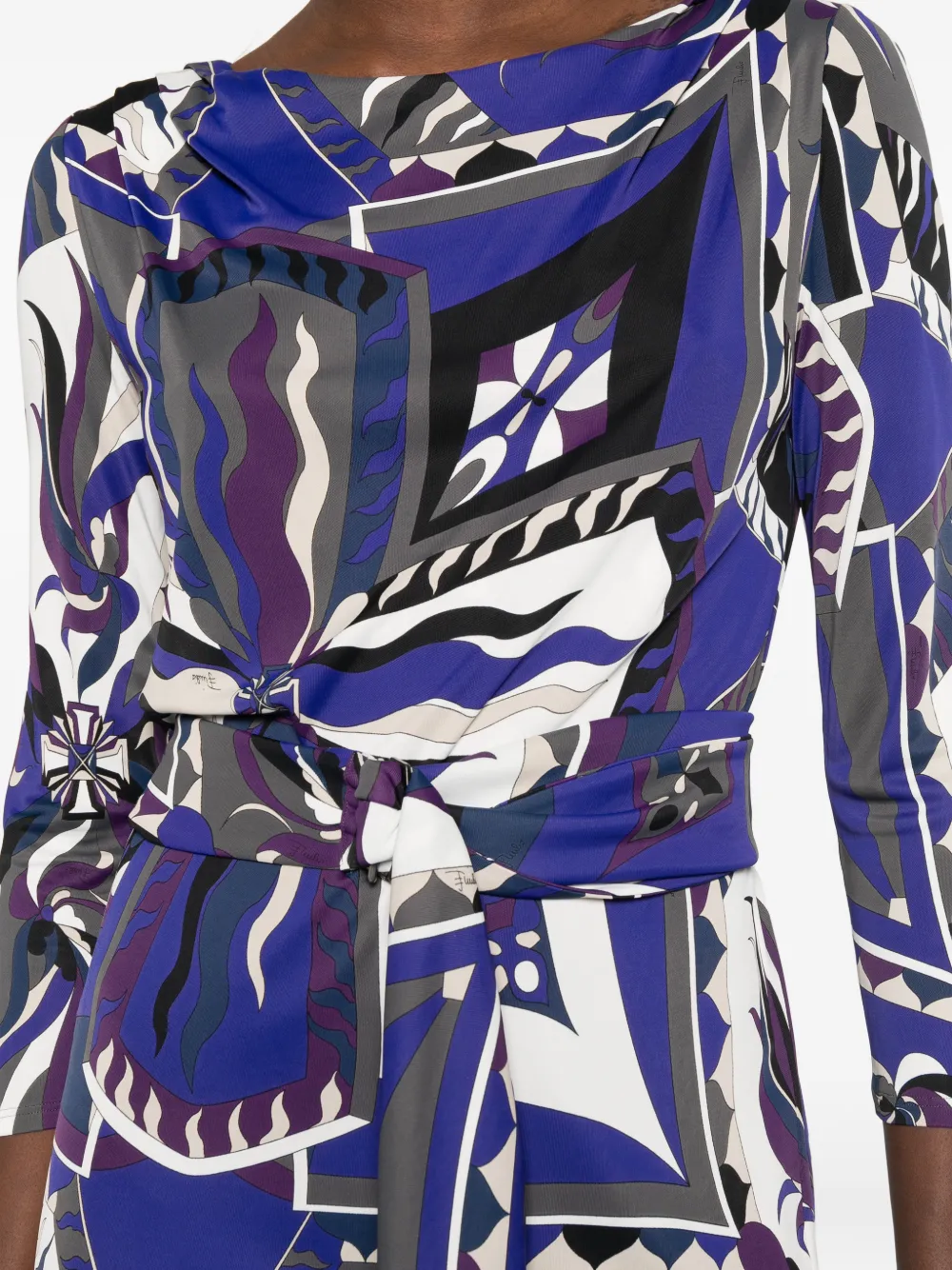 PUCCI abstract-print belted midi dress Blauw