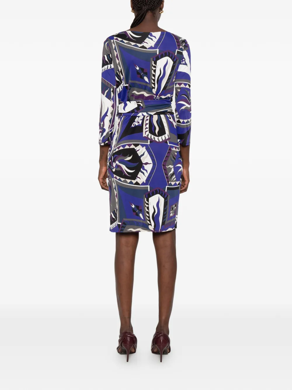 PUCCI abstract-print belted midi dress Blauw