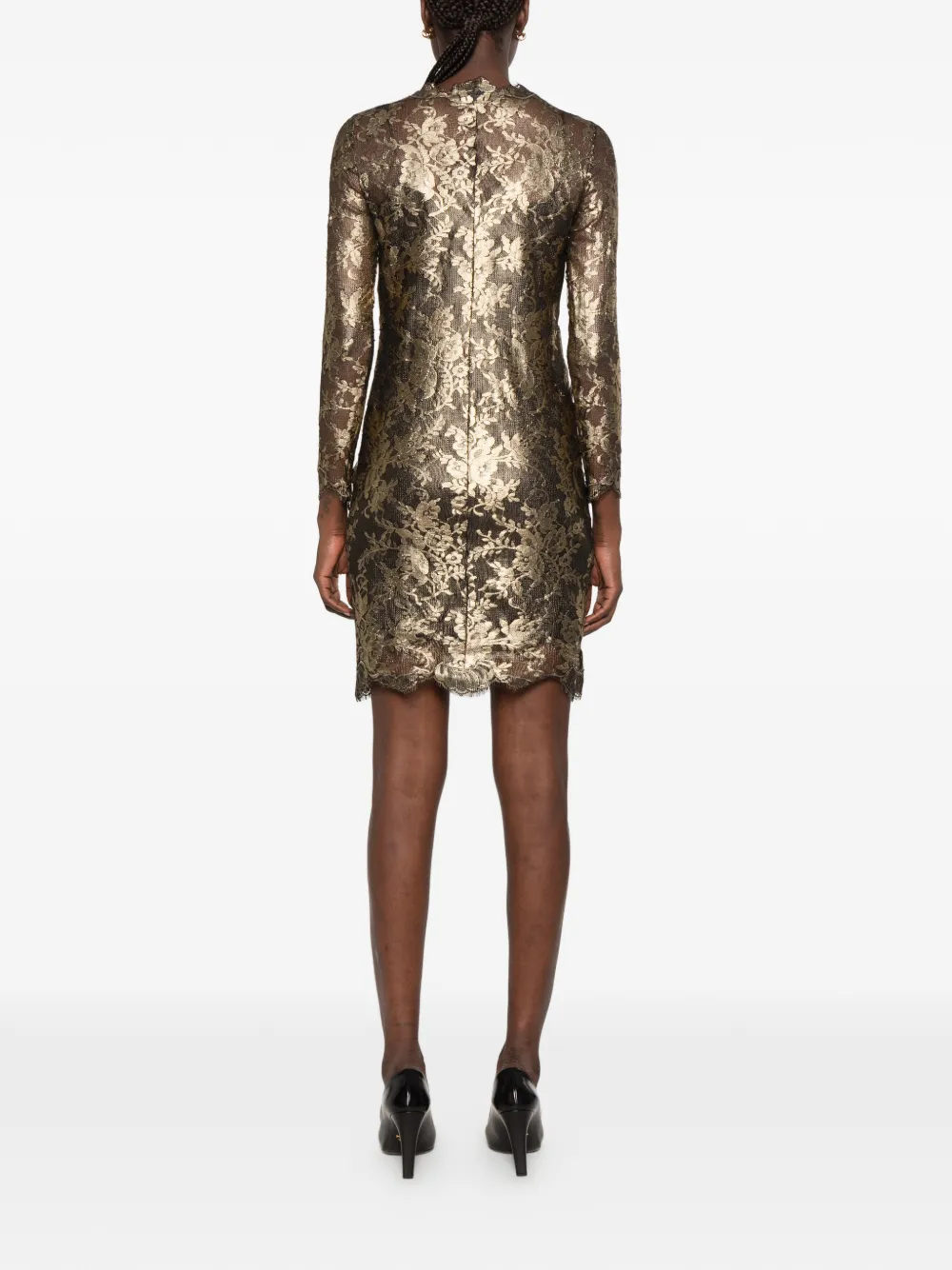PUCCI lace-embellished metallic-thread mini dress Zwart