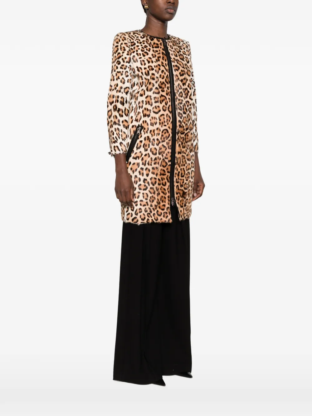 PUCCI leopard-print zip-up coat Beige
