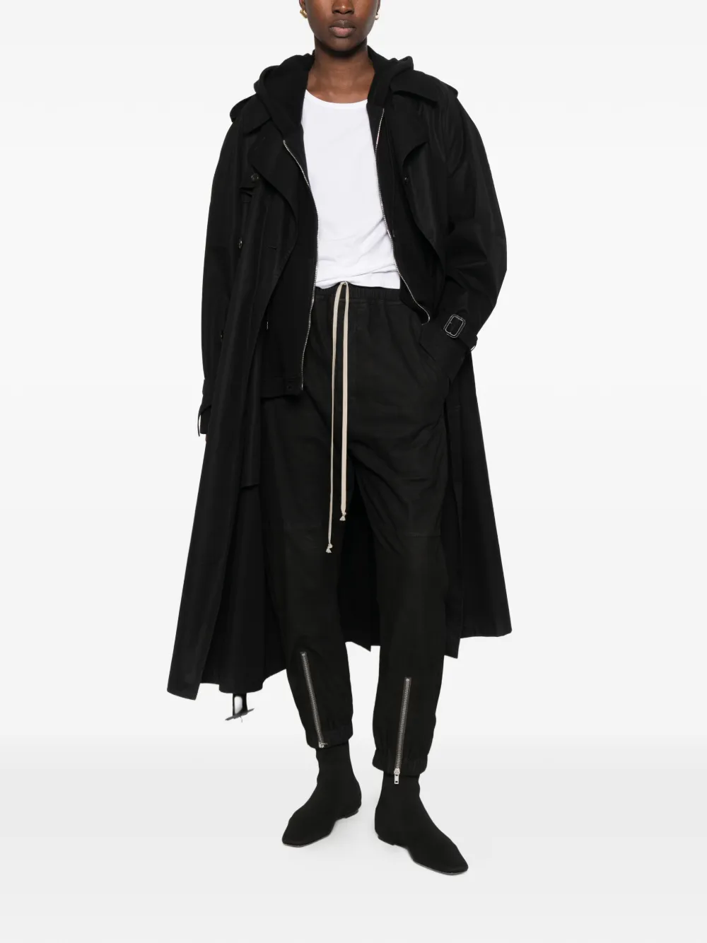 Rick Owens Tecuatl leather track pants - Nero