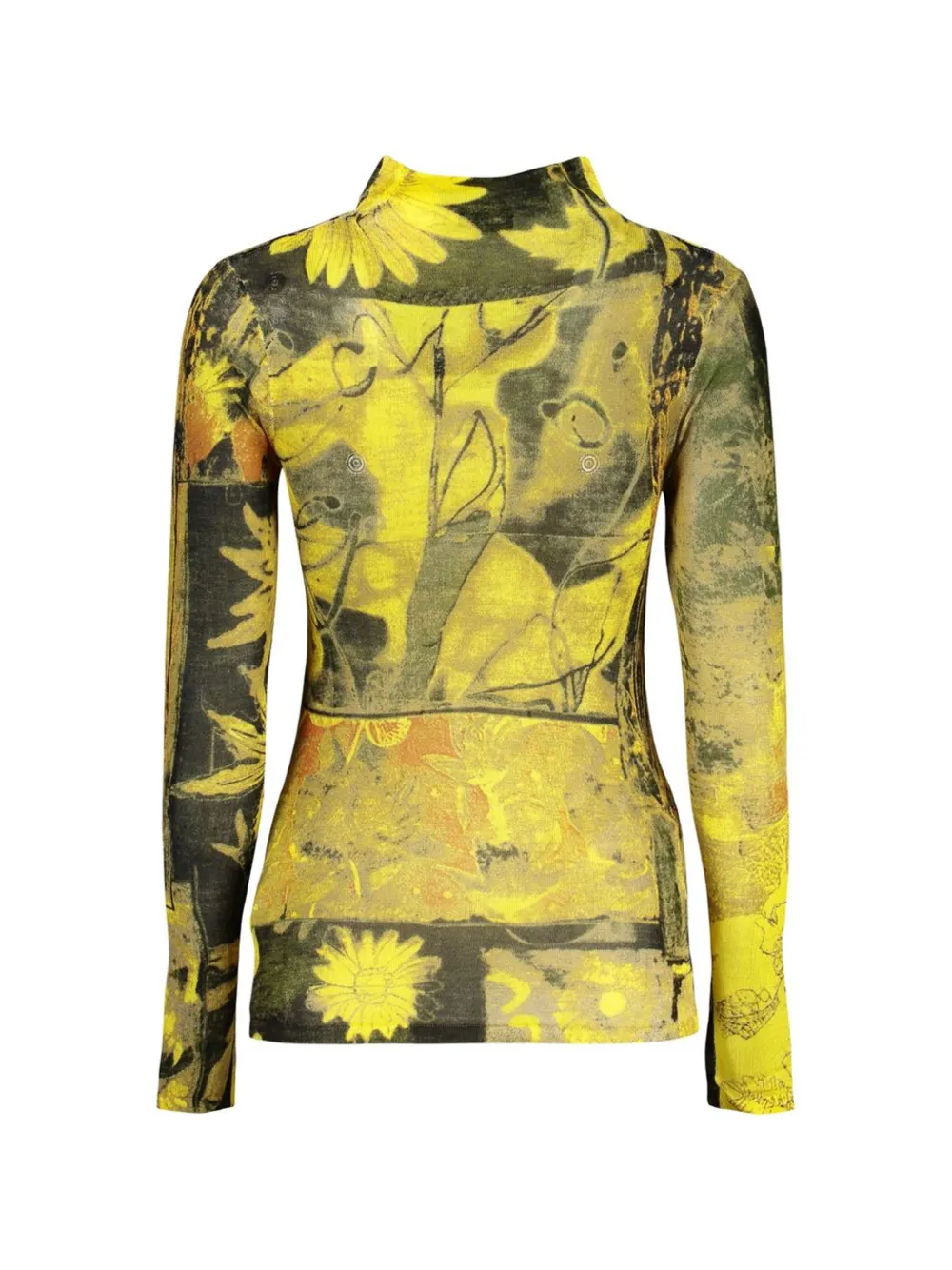 Desigual floral-print long-sleeve T-shirt Geel