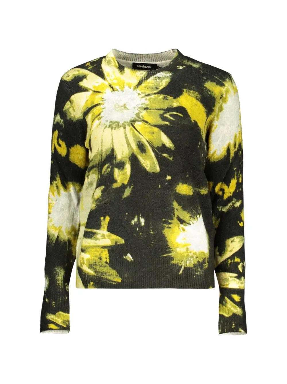 Desigual floral-print crew-neck sweater Zwart
