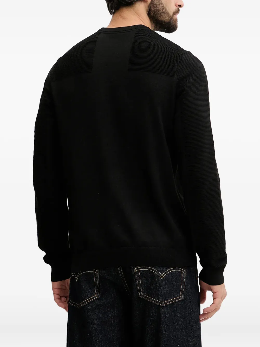 BOSS logo-print knitted sweater Zwart