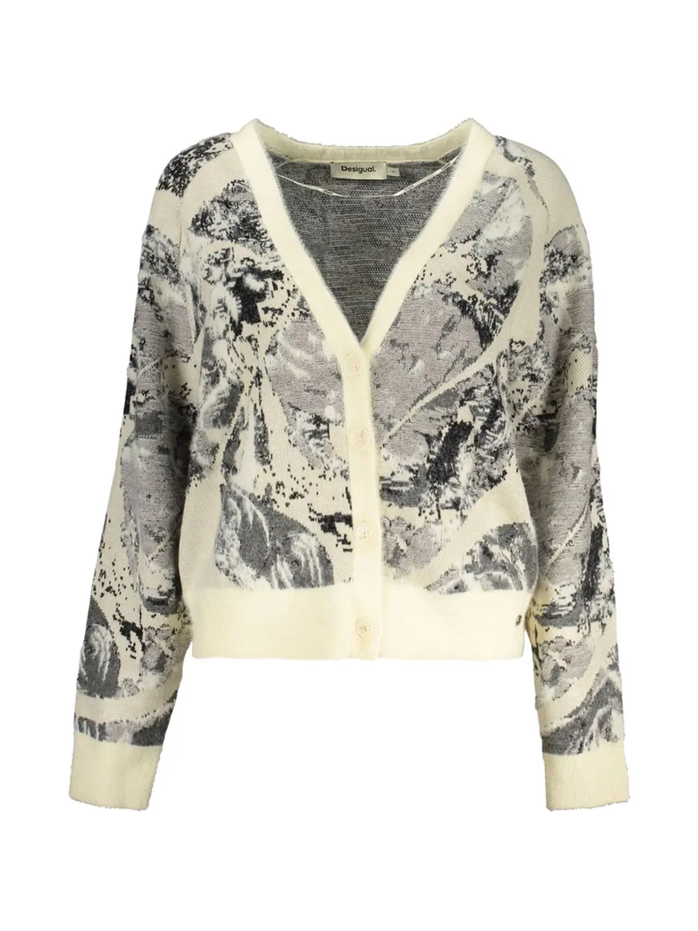 Desigual Jacquard abstract-pattern V-neck cardigan - Toni neutri