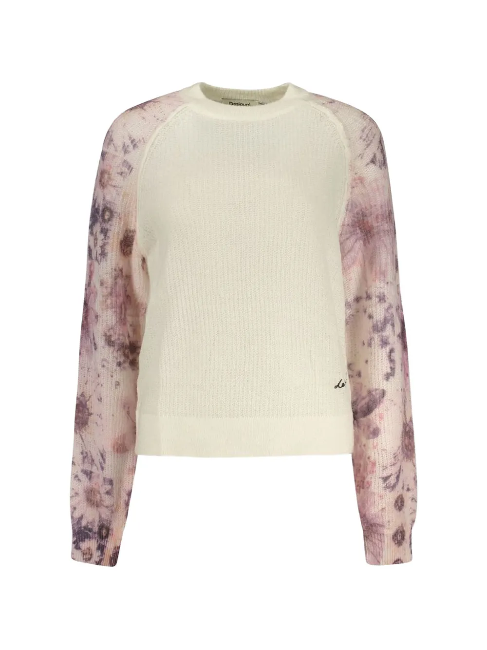 Desigual floral-print raglan-sleeve sweater - Nude