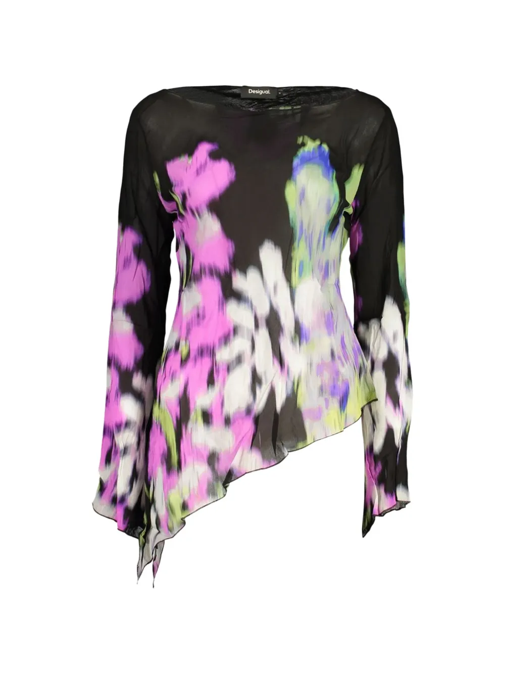Desigual x M. C. Lacroix floral-print asymmetric blouse Zwart