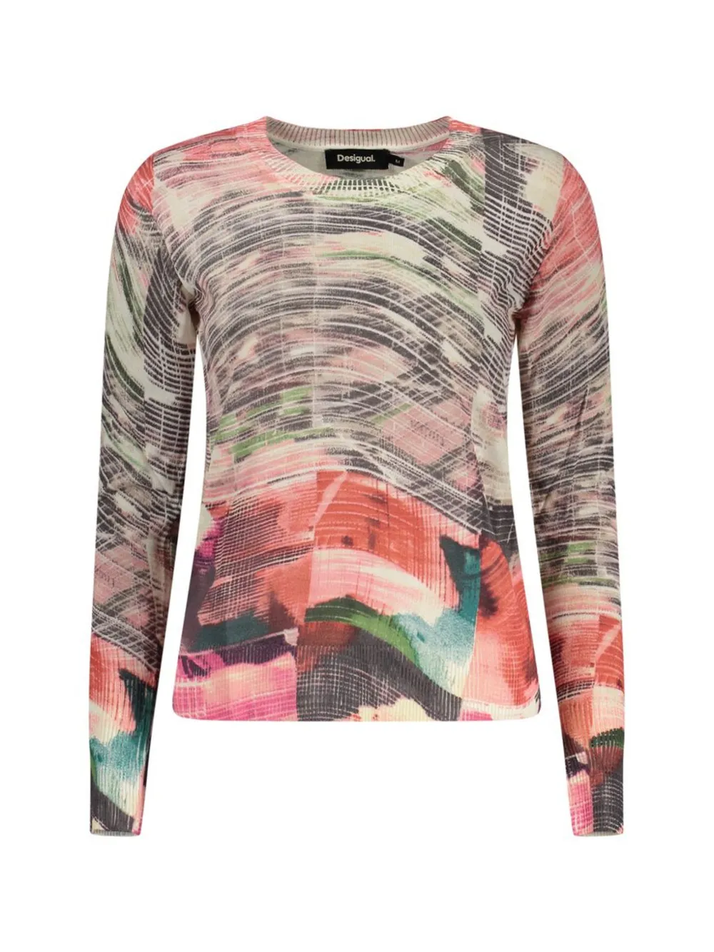 Desigual abstract-print long-sleeve sweater - Rot