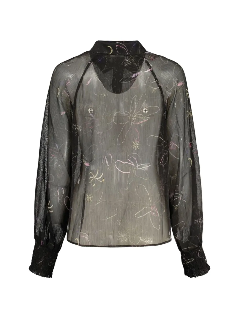 Desigual floral-print sheer-finish blouse Zwart