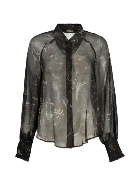 Desigual floral-print sheer-finish blouse