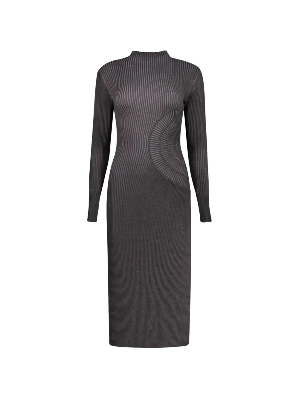 Desigual ribbed-knit long-sleeve midi dress - Grigio