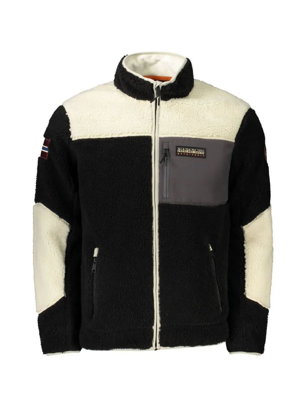 Napapijri Yupik fleece panelled zip-up coat - Nero
