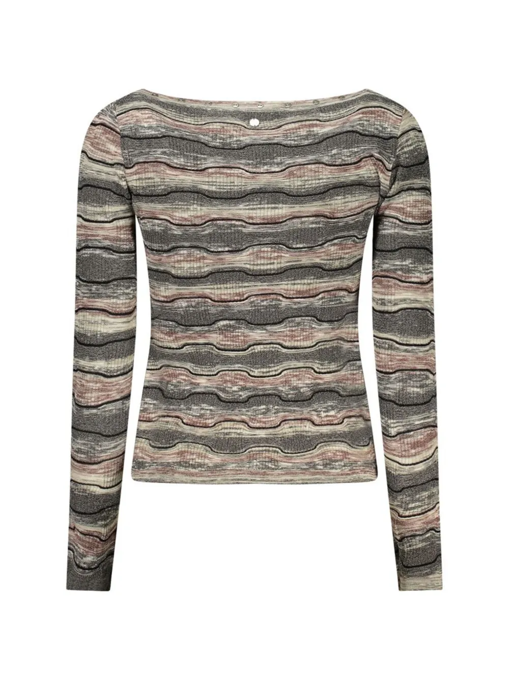Desigual wavy-knit boat-neck sweater Grijs