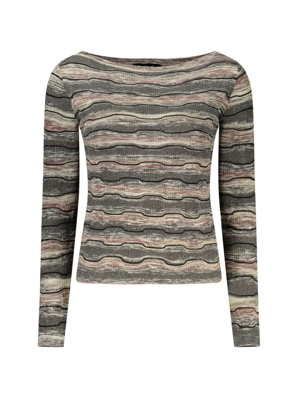 Desigual wavy-knit boat-neck sweater - Grau