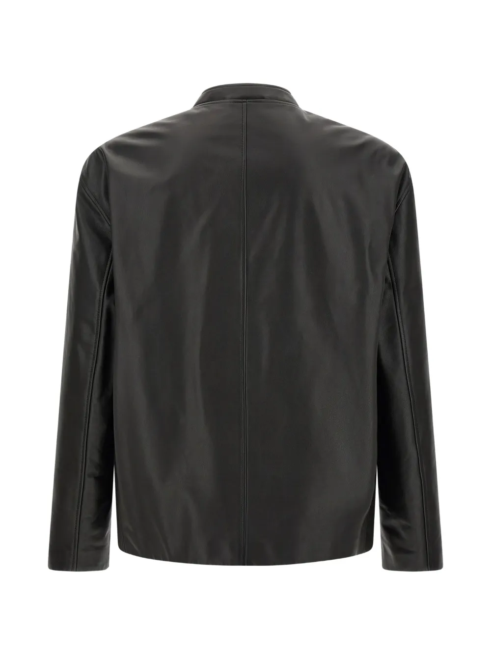 Jil Sander leather mandarin-collar jacket Zwart