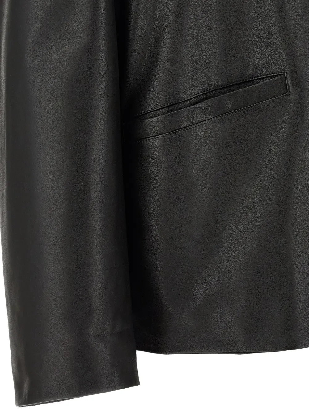 Jil Sander leather mandarin-collar jacket Zwart