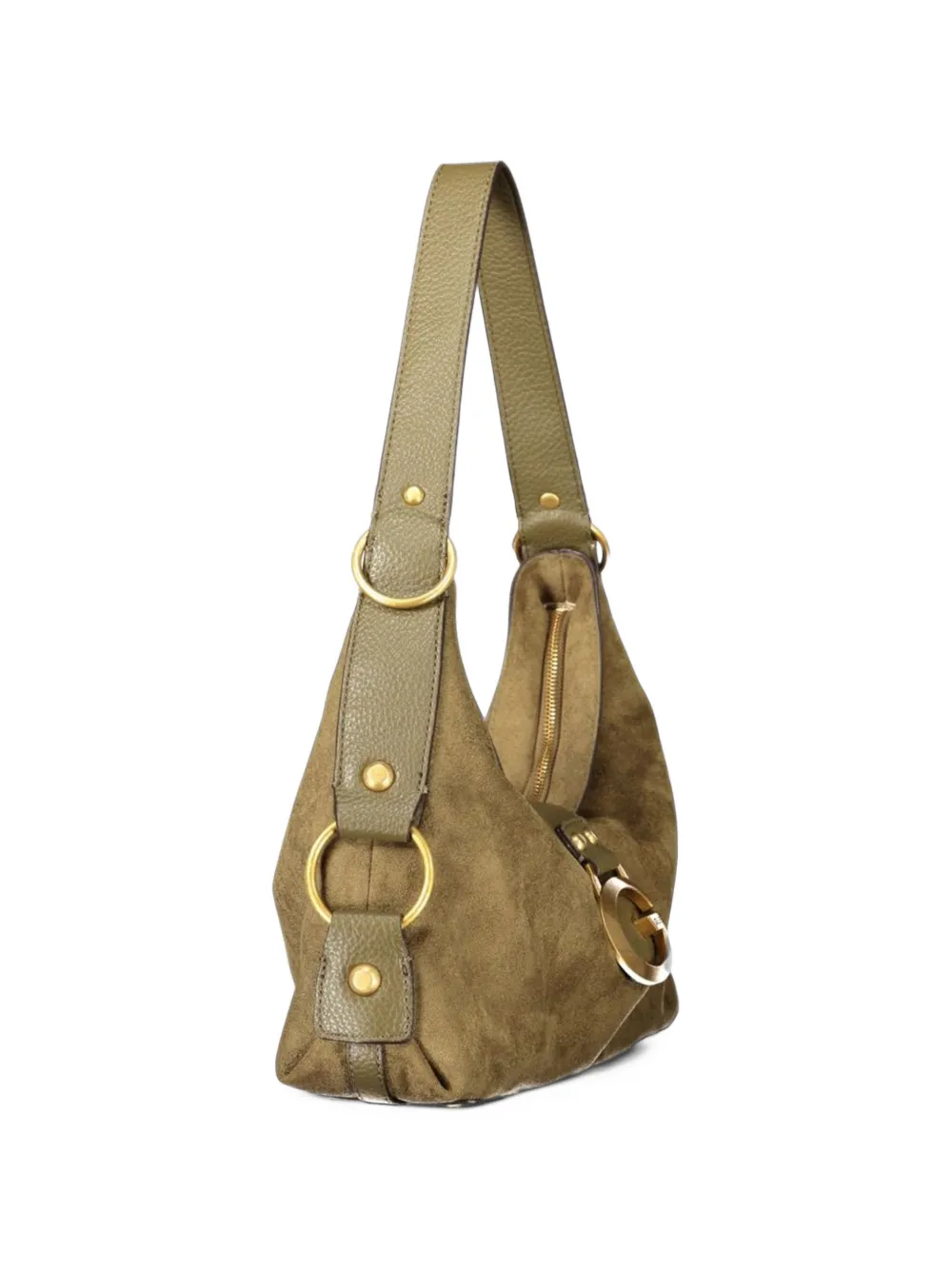 GUESS USA large Camden suede-effect shoulder bag Groen