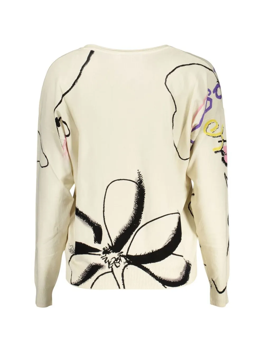 Desigual graphic-print V-neck sweater Beige