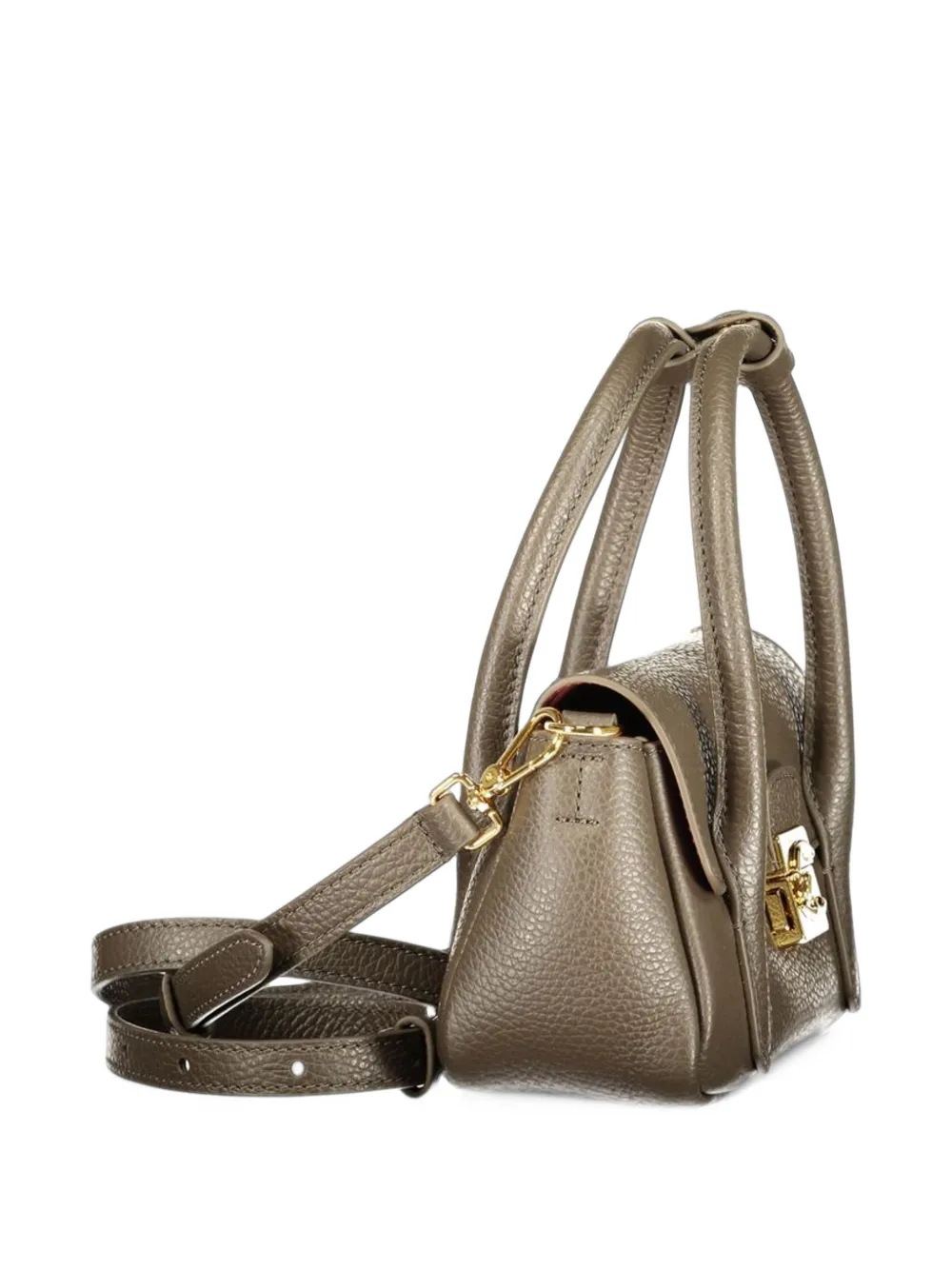 Coccinelle mini C-Me Lock grained-leather tote bag Bruin