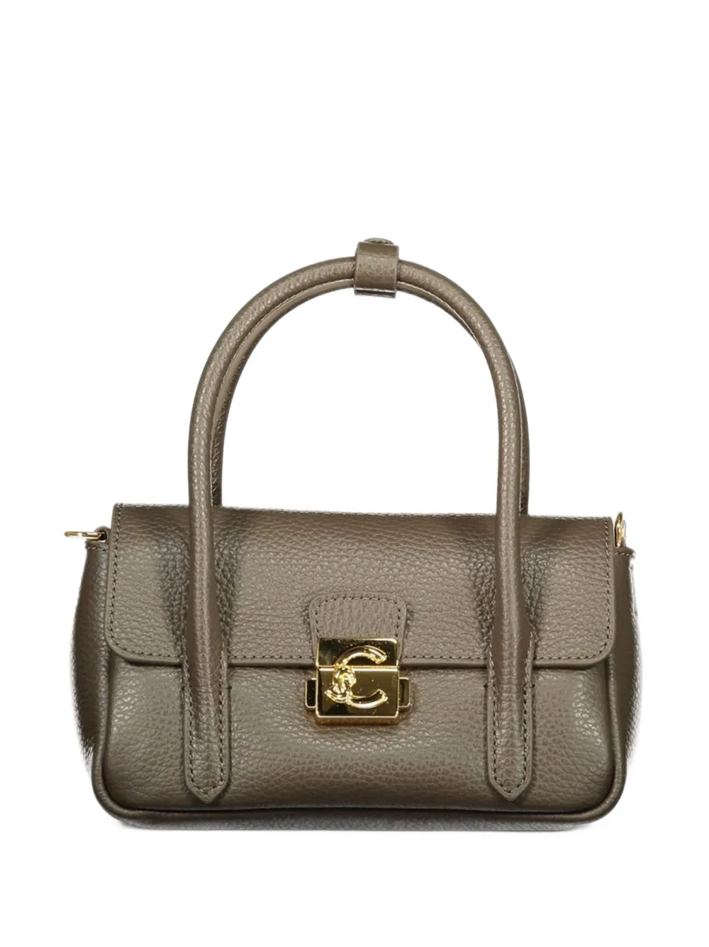 Coccinelle mini C-Me Lock grained-leather tote bag - Marrone