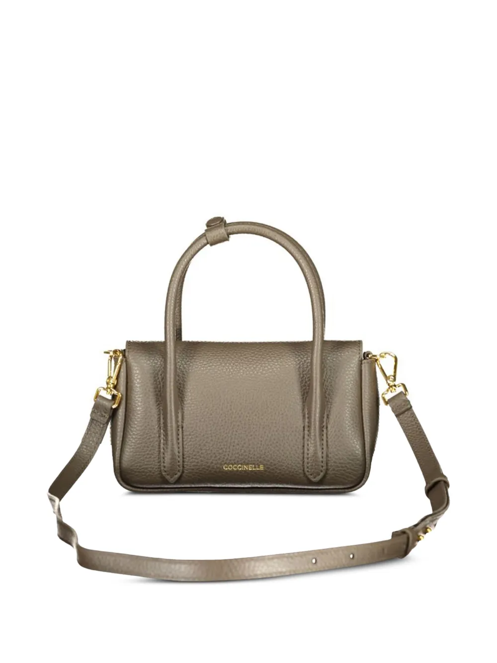 Coccinelle mini C-Me Lock grained-leather tote bag Bruin