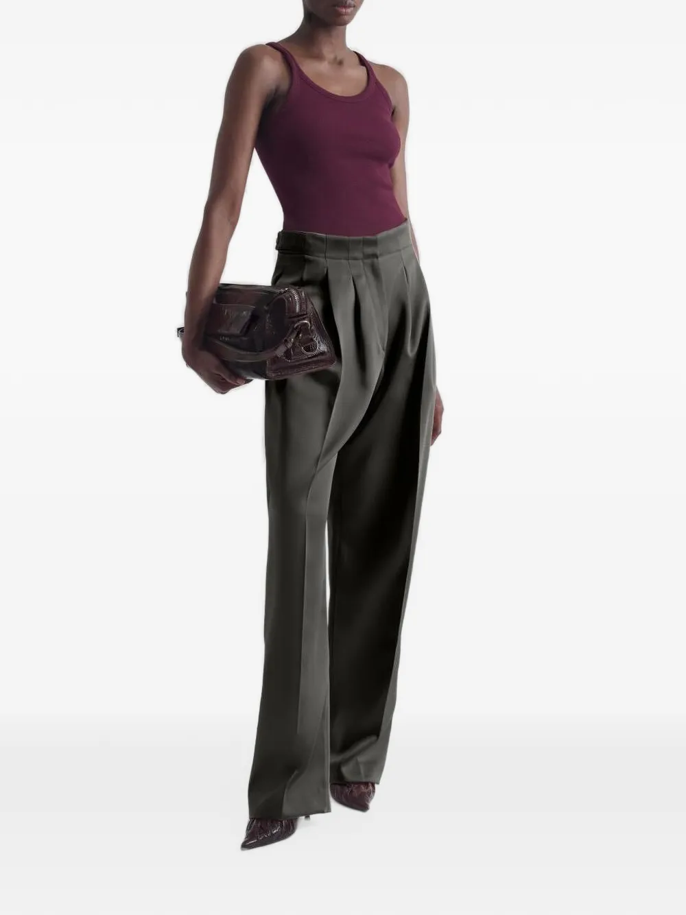 IRO Alabama pleated satin trousers Groen