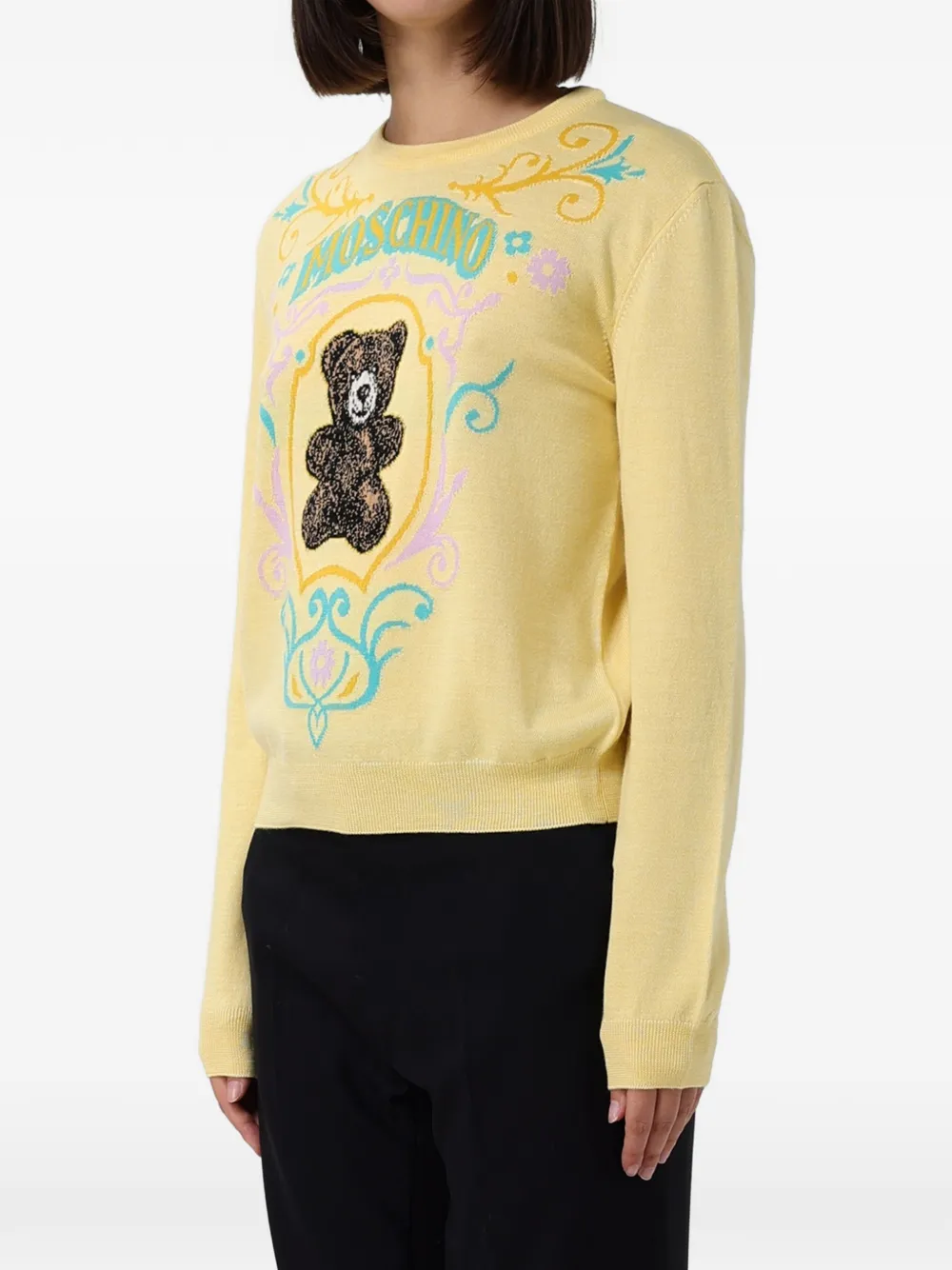 Moschino Teddy Bear jacquard sweater Geel