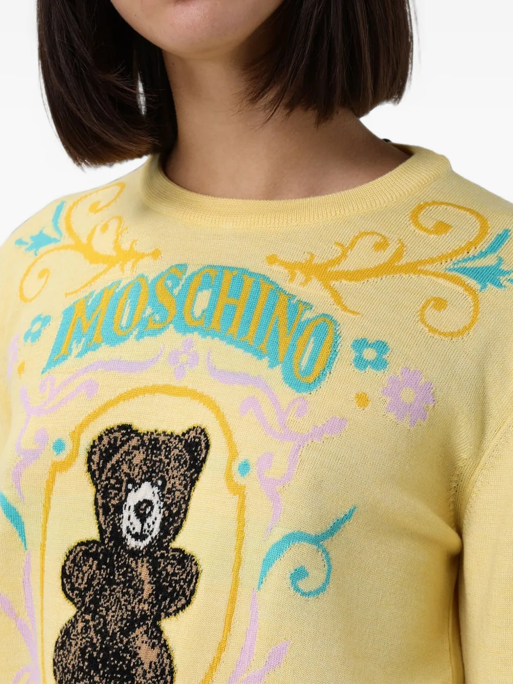 Moschino Teddy Bear jacquard sweater Geel