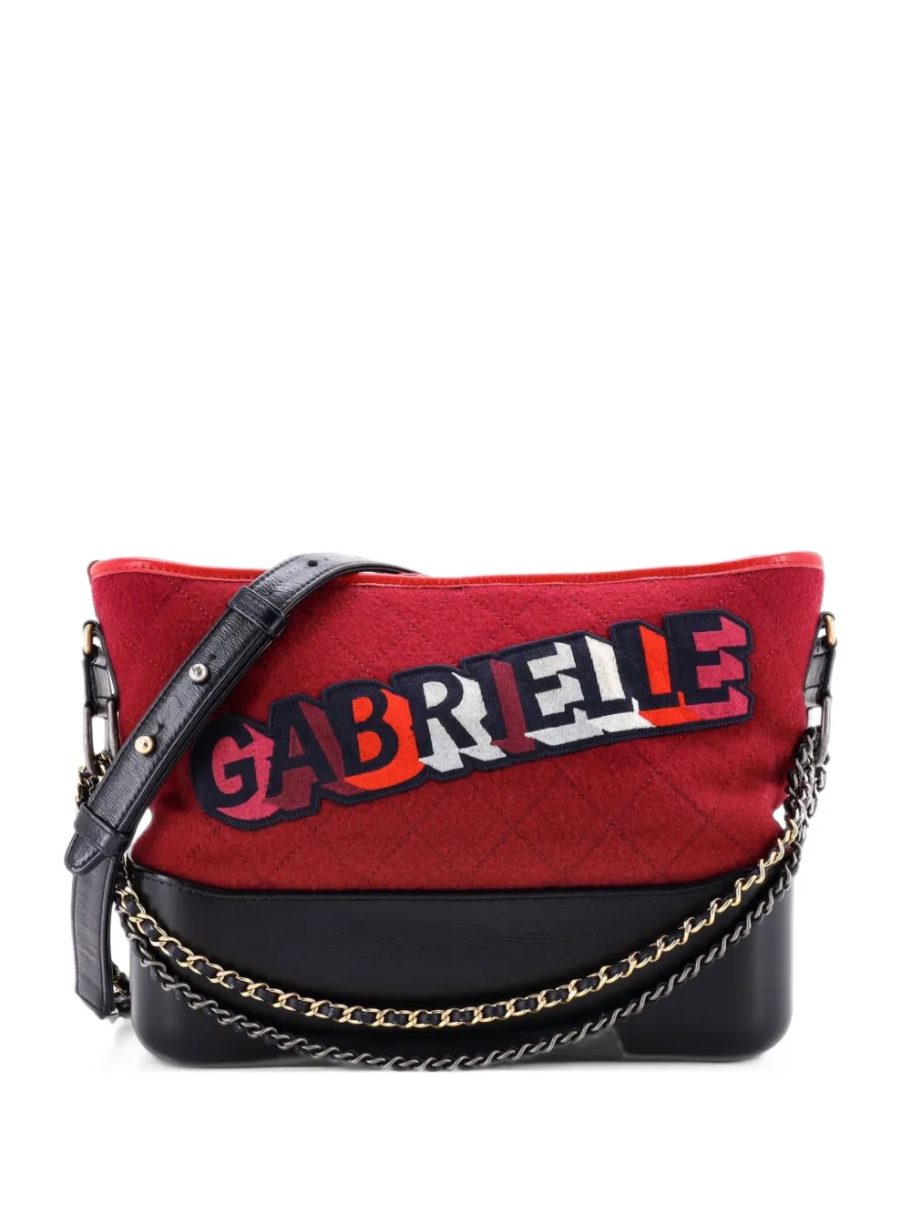 CHANEL Pre-Owned Gabrielle Logo Quilted Felt and Calfskin Medium hobo bag - Blau