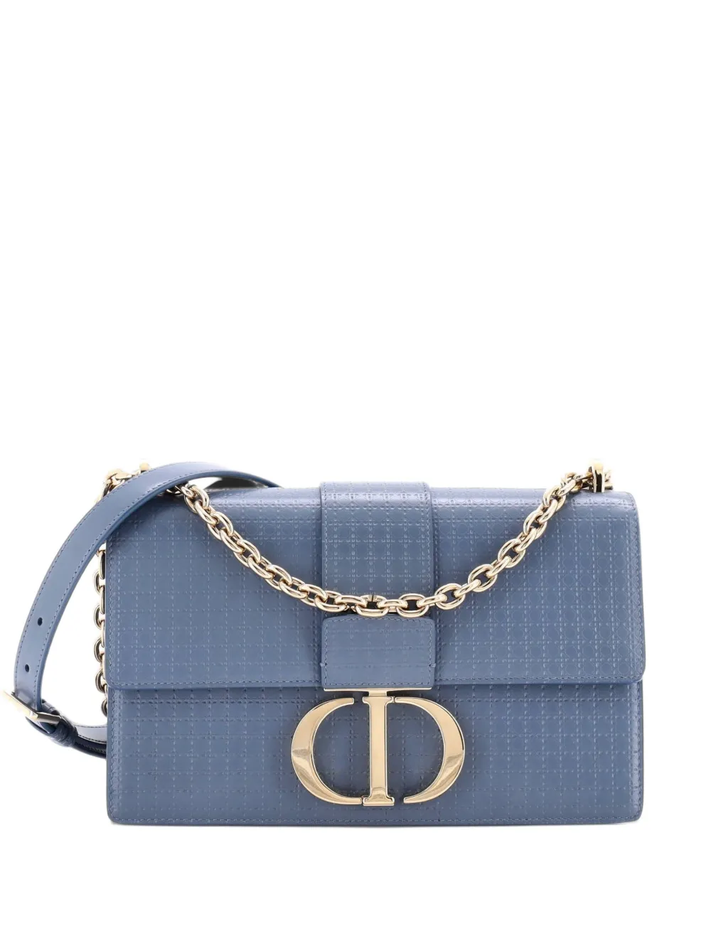 Christian Dior Pre-Owned 30 Montaigne Chain Flap Bag Micro Cannage Metallic Calfskin crossbody bag - Blau