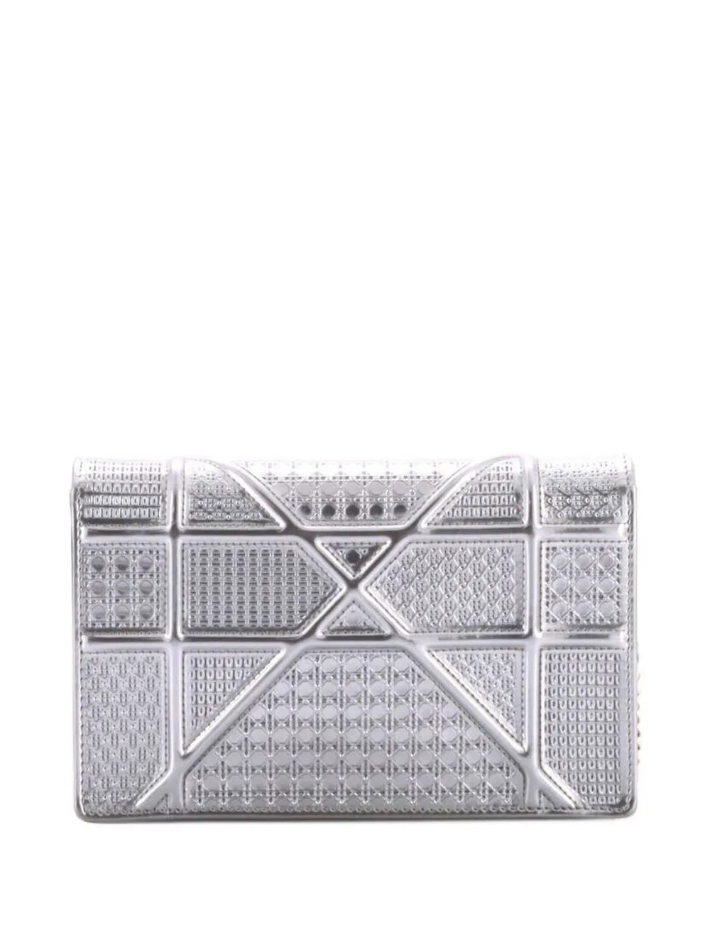 Christian Dior Pre-Owned Diorama Wallet on Chain Cannage Clutch mit Prägung - Metallic