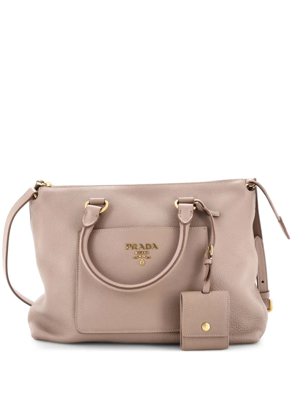 Prada Pre-Owned Borsa a tracolla Vitello Daino media con zip e tasca - Toni neutri
