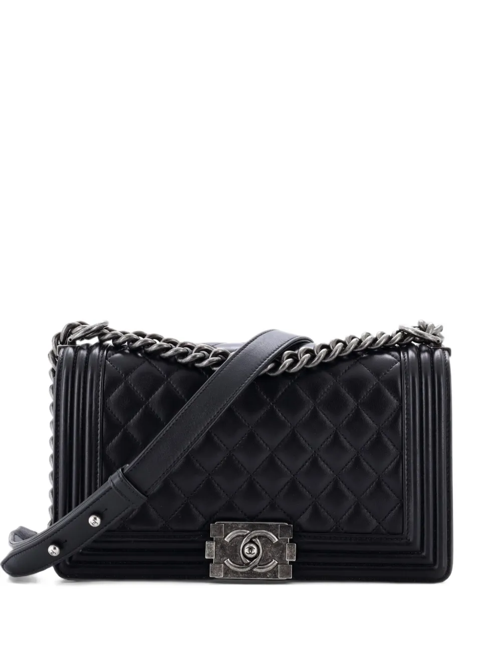 CHANEL Pre-Owned Boy Flap Bag Quilted Lambskin Old Medium shoulder bag - Black