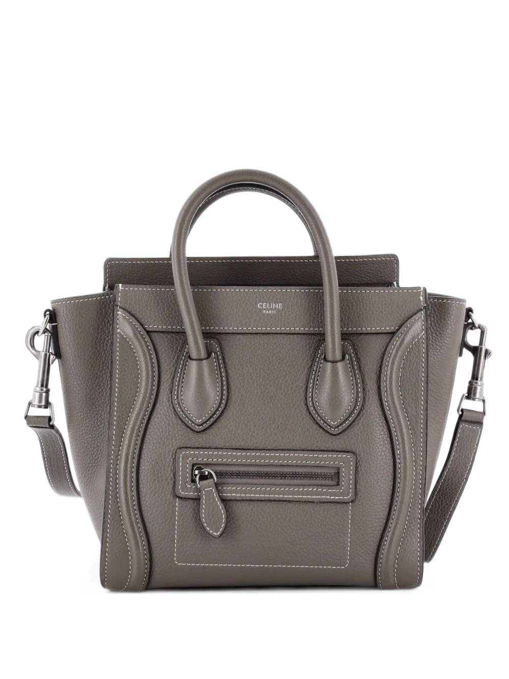 Celine Pre-Owned Luggage Bag Nano Umhängetasche aus gekörntem Leder - Grau