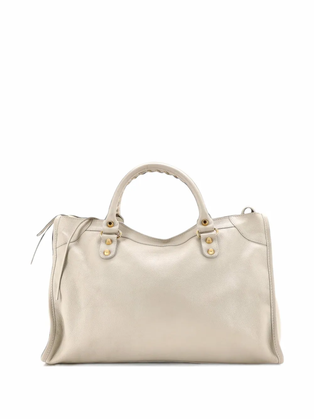 Balenciaga Pre-Owned Mittelgroße City Classic Satchel-Tasche aus Leder mit Nieten - Nude