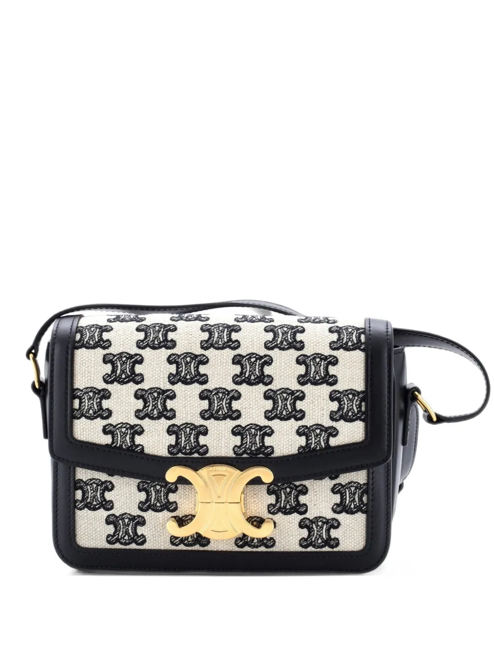 Celine Pre-Owned Triomphe Triomphe Canvas and Leather Teen shoulder bag - Black