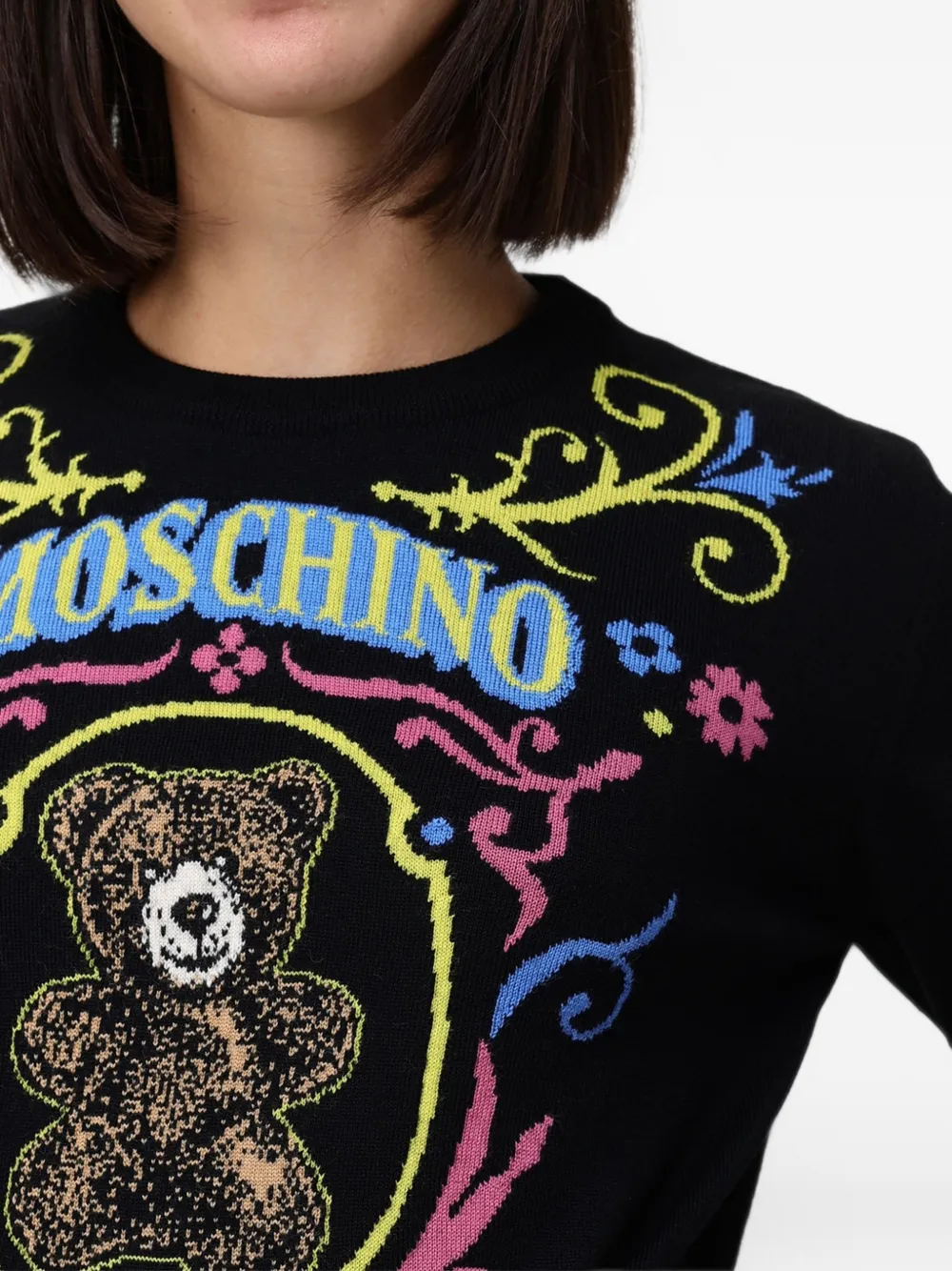 Moschino Teddy Bear jacquard sweater Zwart