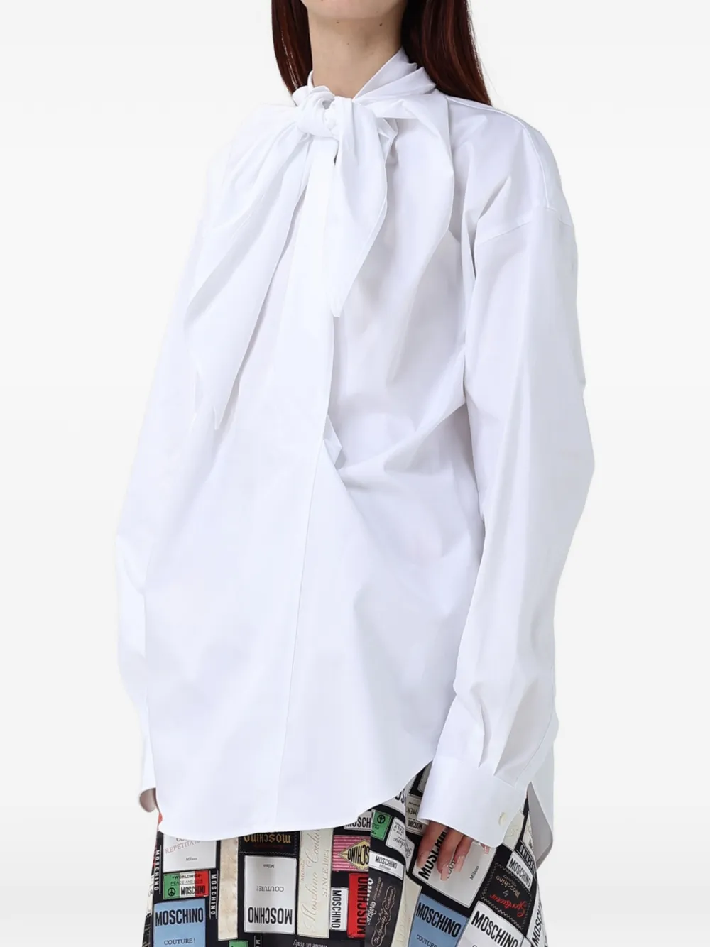 Moschino bow-detail long-sleeve shirt Wit