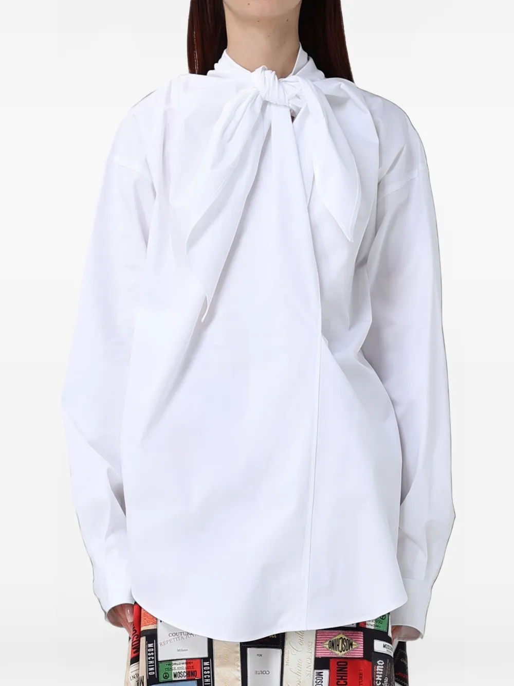 Moschino bow-detail long-sleeve shirt Wit