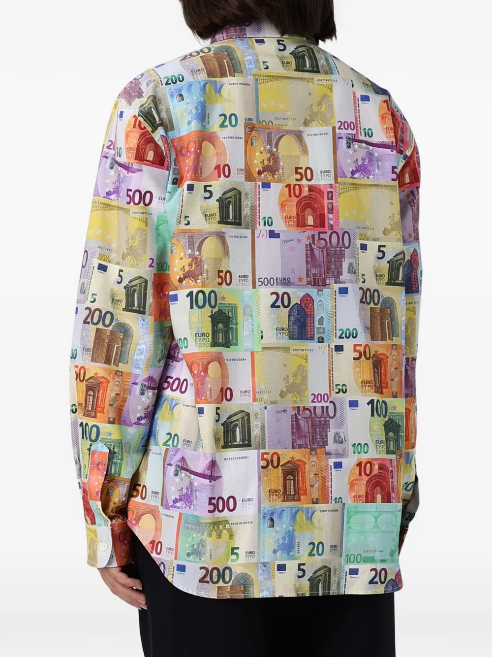 Moschino banknote-print buttoned shirt Beige