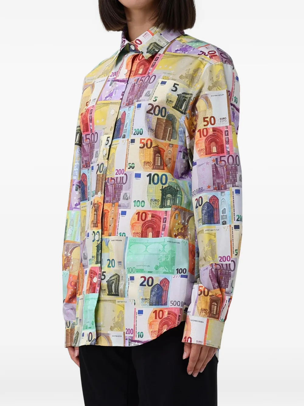 Moschino banknote-print buttoned shirt Beige