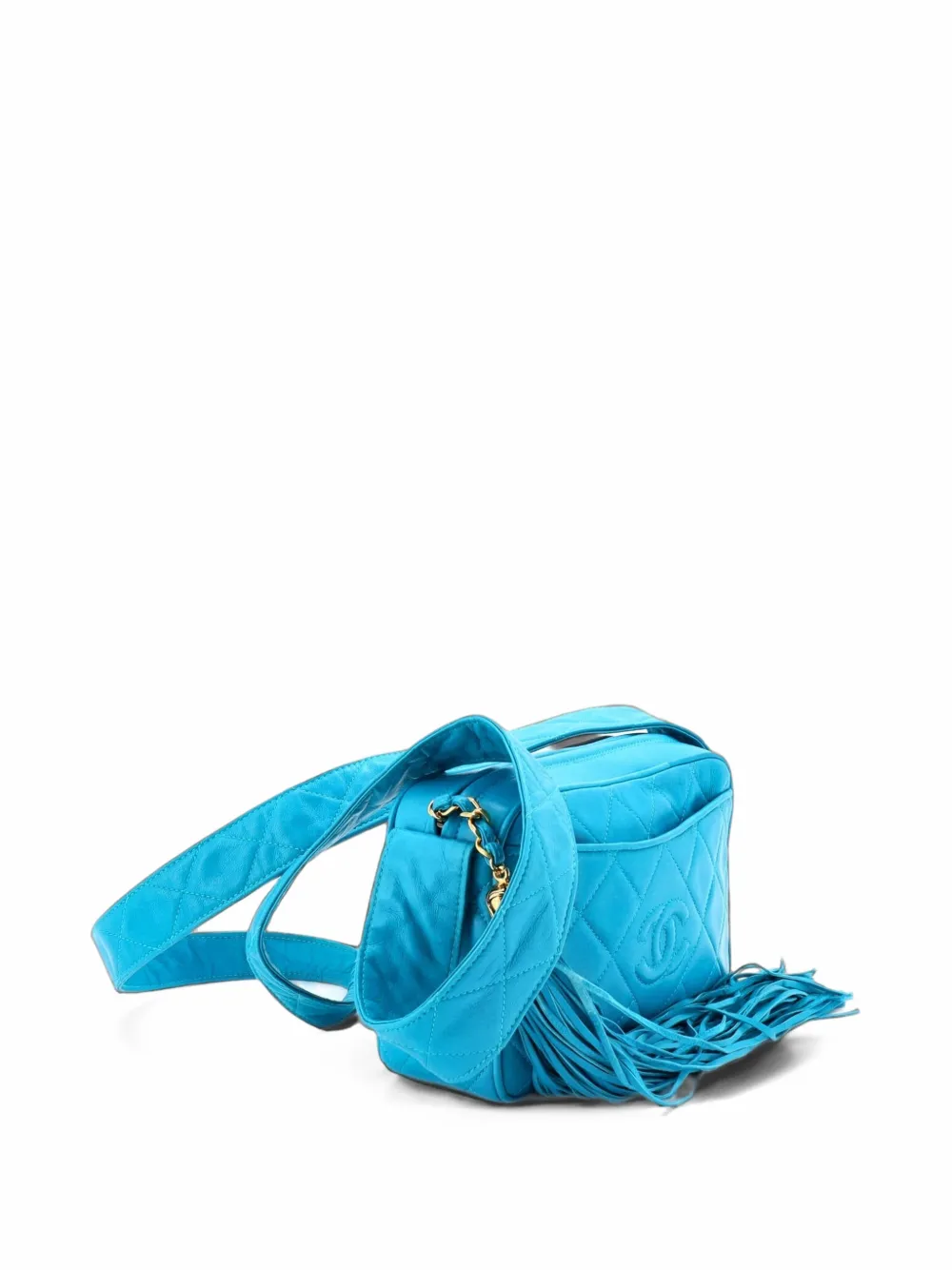 CHANEL Pre-Owned Diamond CC Slit Pocket Camera Bag Quilted Leather Small shoulder bag - Blue