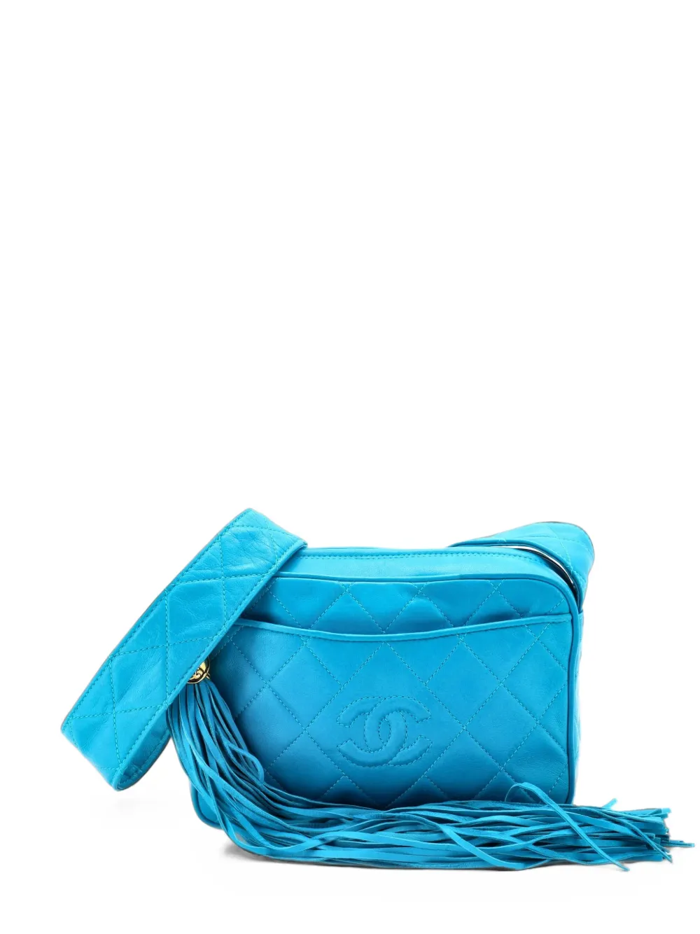 CHANEL Pre-Owned Kleine Diamond CC Slit Pocket Kameratasche aus gestepptem Leder - Blau